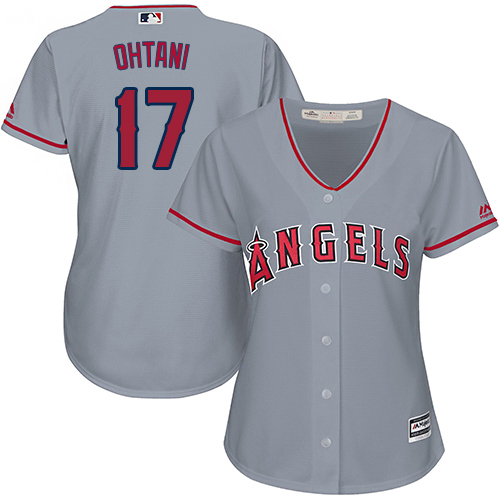 Angels #17 Shohei Ohtani Grey Road Women's Stitched MLB Jersey